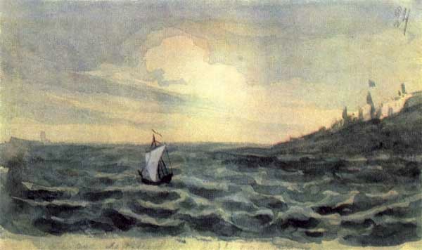 萊蒙托夫的水彩畫《帆》